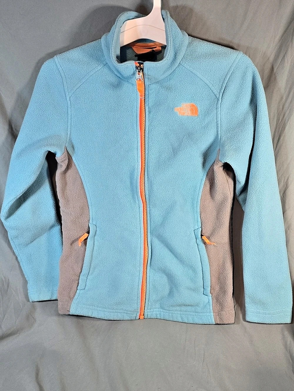 The North Face Khumbu Full Zip Fleece Jacket Girls Medium Blue & Gray